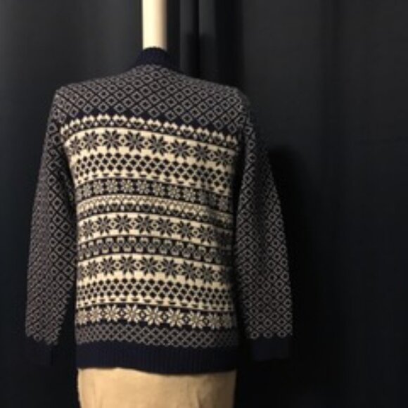 Marks Blue Nordic 1/4 Zip 100% Cotton Pullover Sweater - Picture 2 of 2
